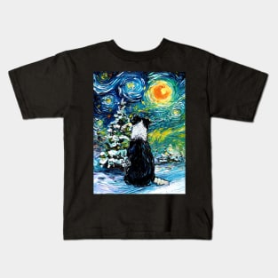 Border Collie Night (Winter) Kids T-Shirt